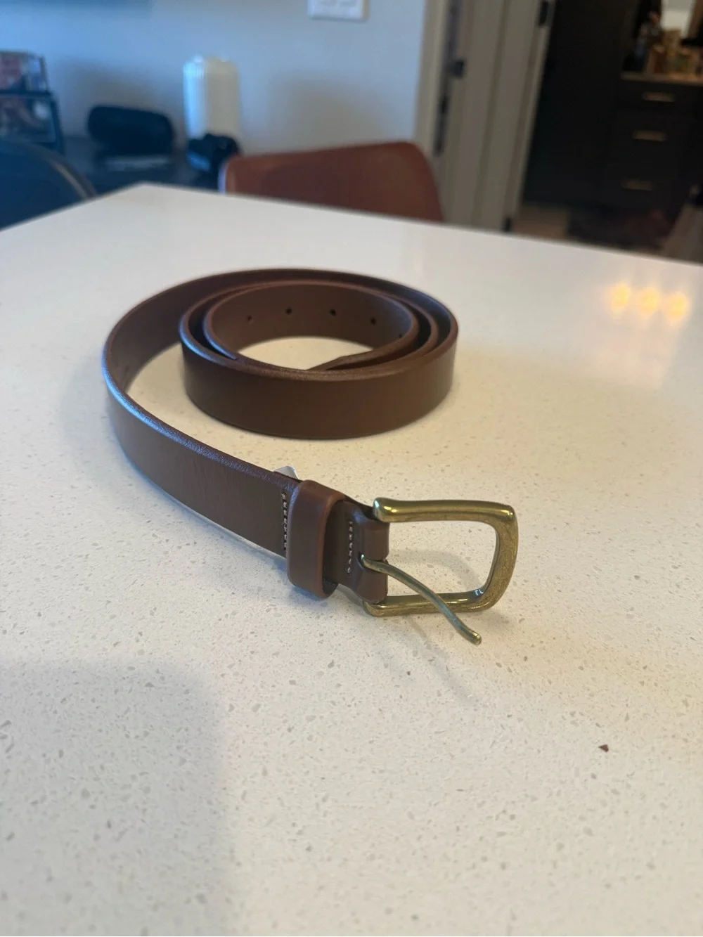 GAP | Classic Brown Leather Belt with Brass Buckle